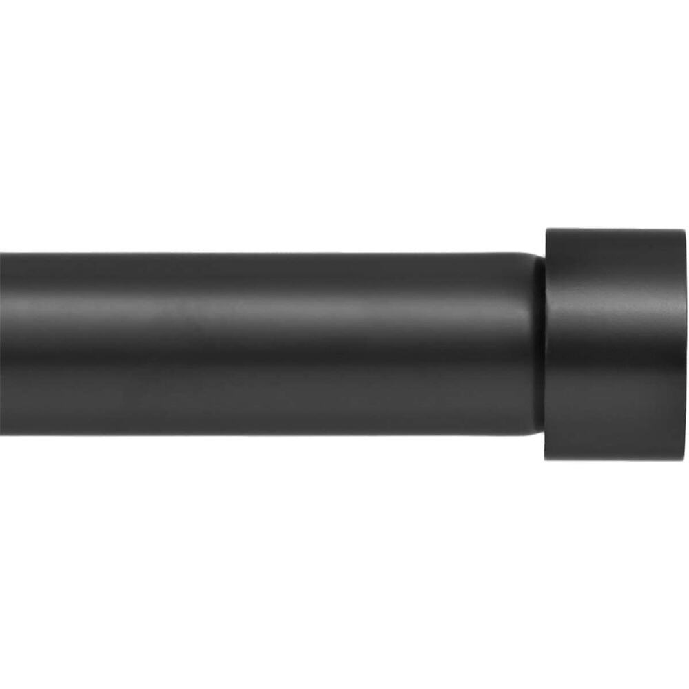 72-144 Inch Drapery Window Curtain Rod, End Cap Style Design, 1-1/8" Dia., Black
